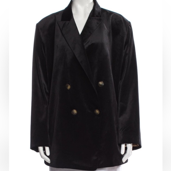 Vince Black Velvet Double Breasted Classic Blazer - Picture 8 of 11